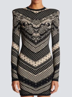 Flash Sale Monogram And Paisley Knit Short Dress Women Knitwear|Dresses