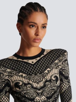 Flash Sale Monogram And Paisley Knit Short Dress Women Knitwear|Dresses