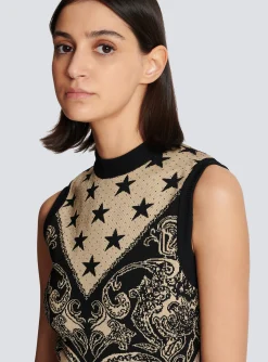 Best Sale Monogram And Star Knit Short Dress Women Knitwear|Dresses