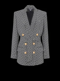 Store Monogram Printed Jacket With Shawl Collar Women Jackets And Blazers