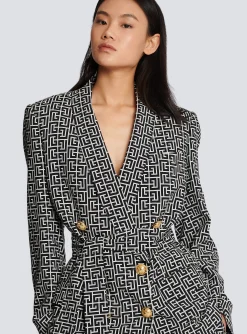 Store Monogram Printed Jacket With Shawl Collar Women Jackets And Blazers