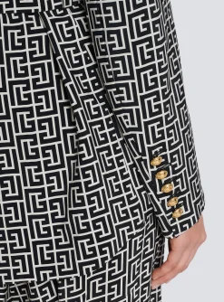 Store Monogram Printed Jacket With Shawl Collar Women Jackets And Blazers