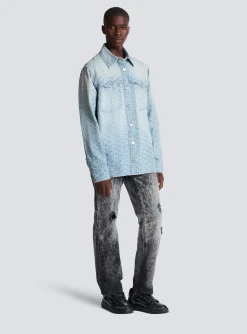 Hot Monogrammed Jacquard Denim Shirt Shirts And Polos|Denim