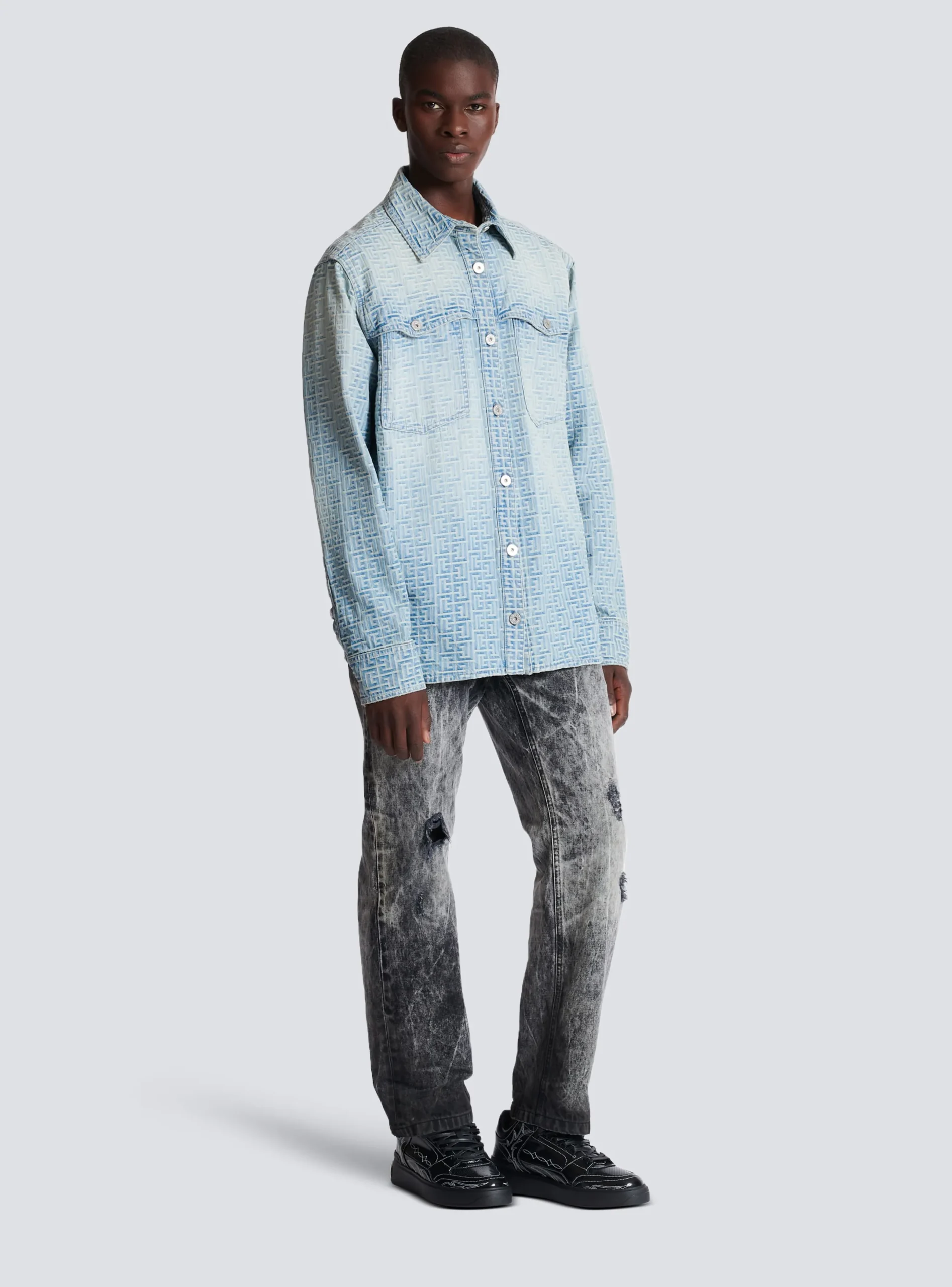 Hot Monogrammed Jacquard Denim Shirt Shirts And Polos|Denim
