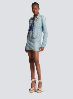 Online Monogrammed Short Denim Skirt Women Denim|Skirts