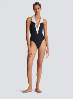 Flash Sale One-piece Swimsuit With Contrasting Collar Women Swimwear