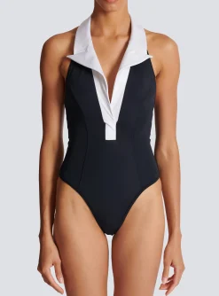 Flash Sale One-piece Swimsuit With Contrasting Collar Women Swimwear