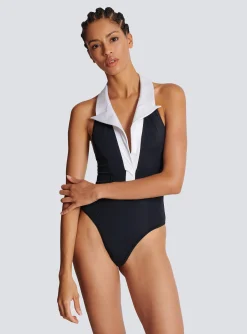 Flash Sale One-piece Swimsuit With Contrasting Collar Women Swimwear
