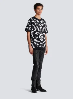 Best Sale Oversized T-shirt With Laser-cut Baroque Print T-Shirts