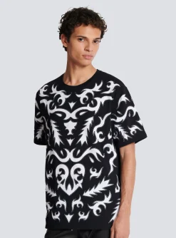 Best Sale Oversized T-shirt With Laser-cut Baroque Print T-Shirts