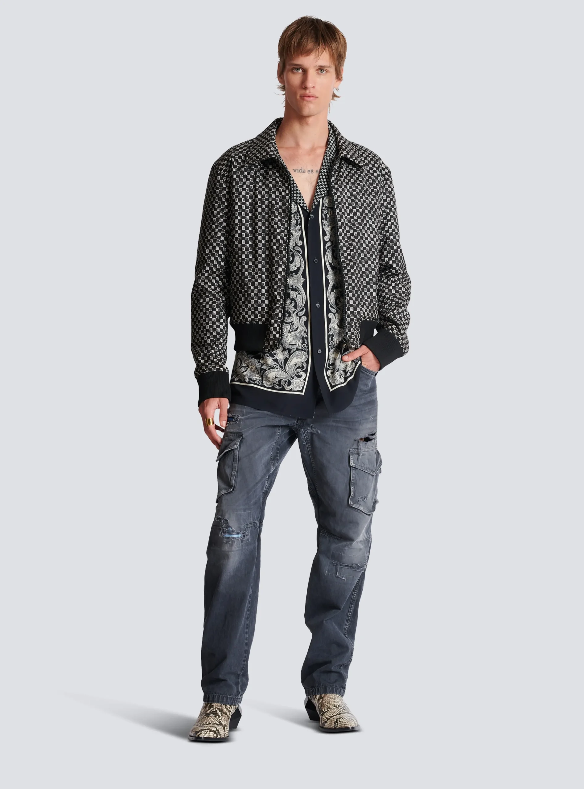 Fashion Paisley And Mini Monogram Printed Silk Shirt Shirts And Polos