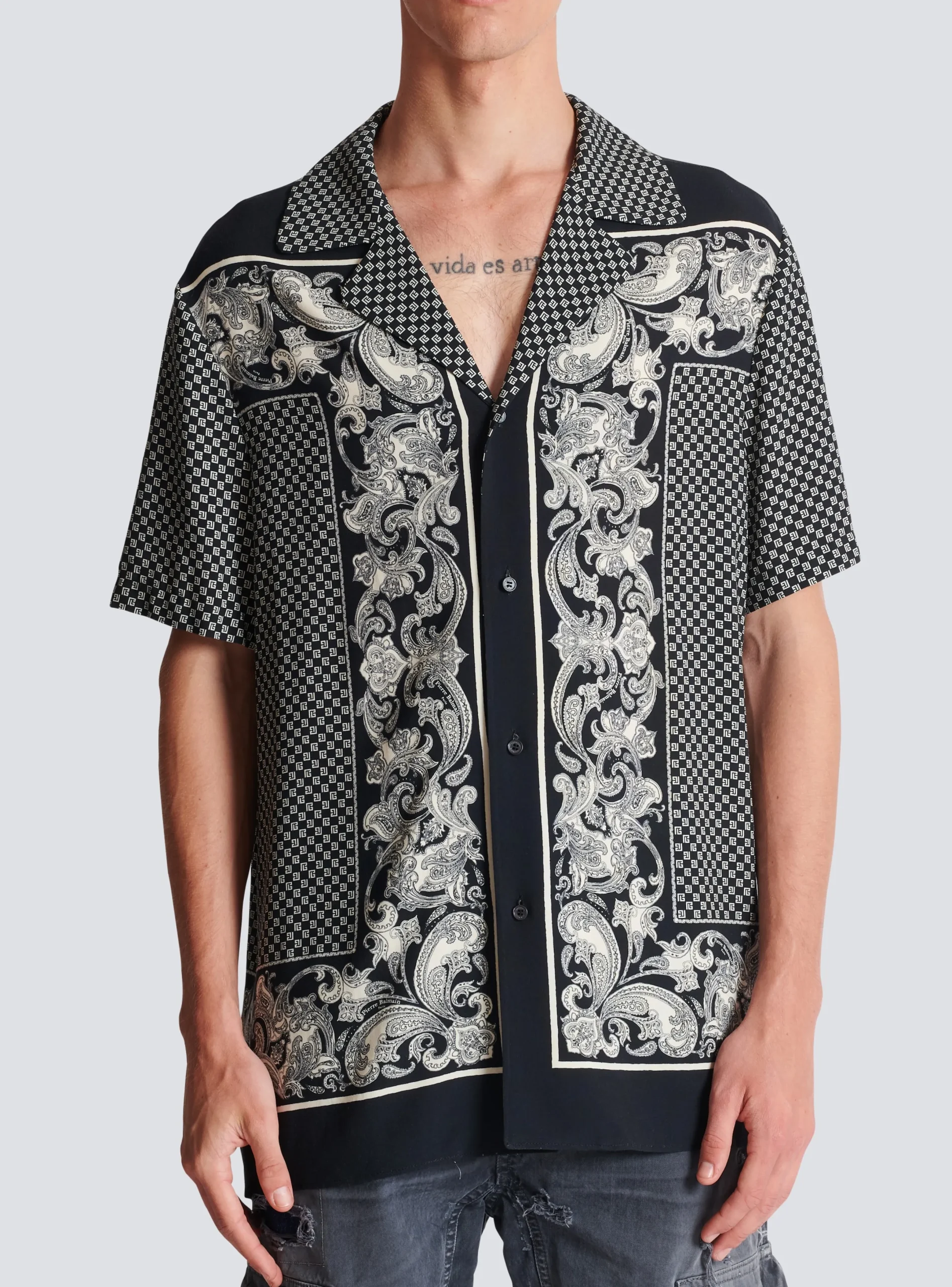 Fashion Paisley And Mini Monogram Printed Silk Shirt Shirts And Polos
