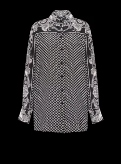 Discount Paisley And Mini Monogram Printed Silk Shirt Women Tops And Shirts