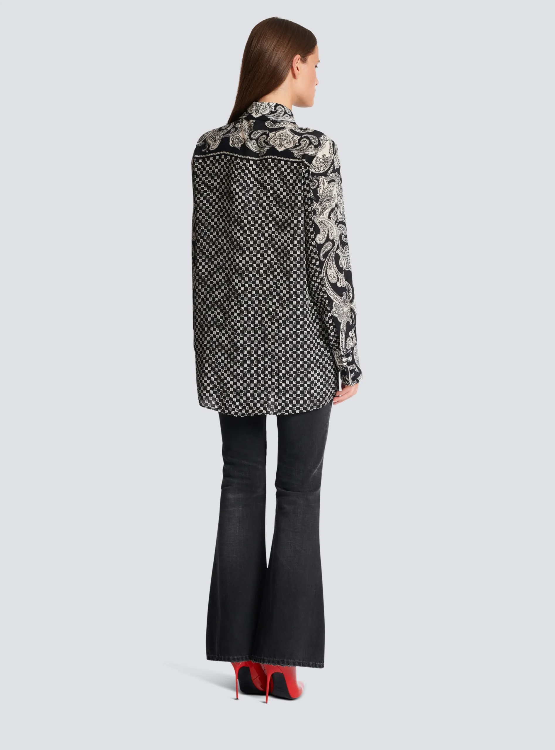 Discount Paisley And Mini Monogram Printed Silk Shirt Women Tops And Shirts