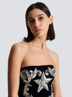 Best Sale Paisley Embroidered Strapless Dress Women Dresses