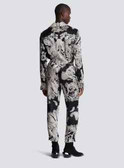 Fashion Paisley Print Silk Trousers Trousers And Shorts
