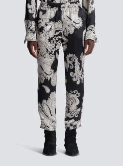 Fashion Paisley Print Silk Trousers Trousers And Shorts