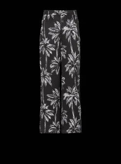 Fashion Palm Print Satin Pyjama Trousers Trousers And Shorts