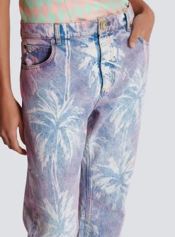 Best Sale Palm Tree Denim Boyfriend Jeans Women Denim