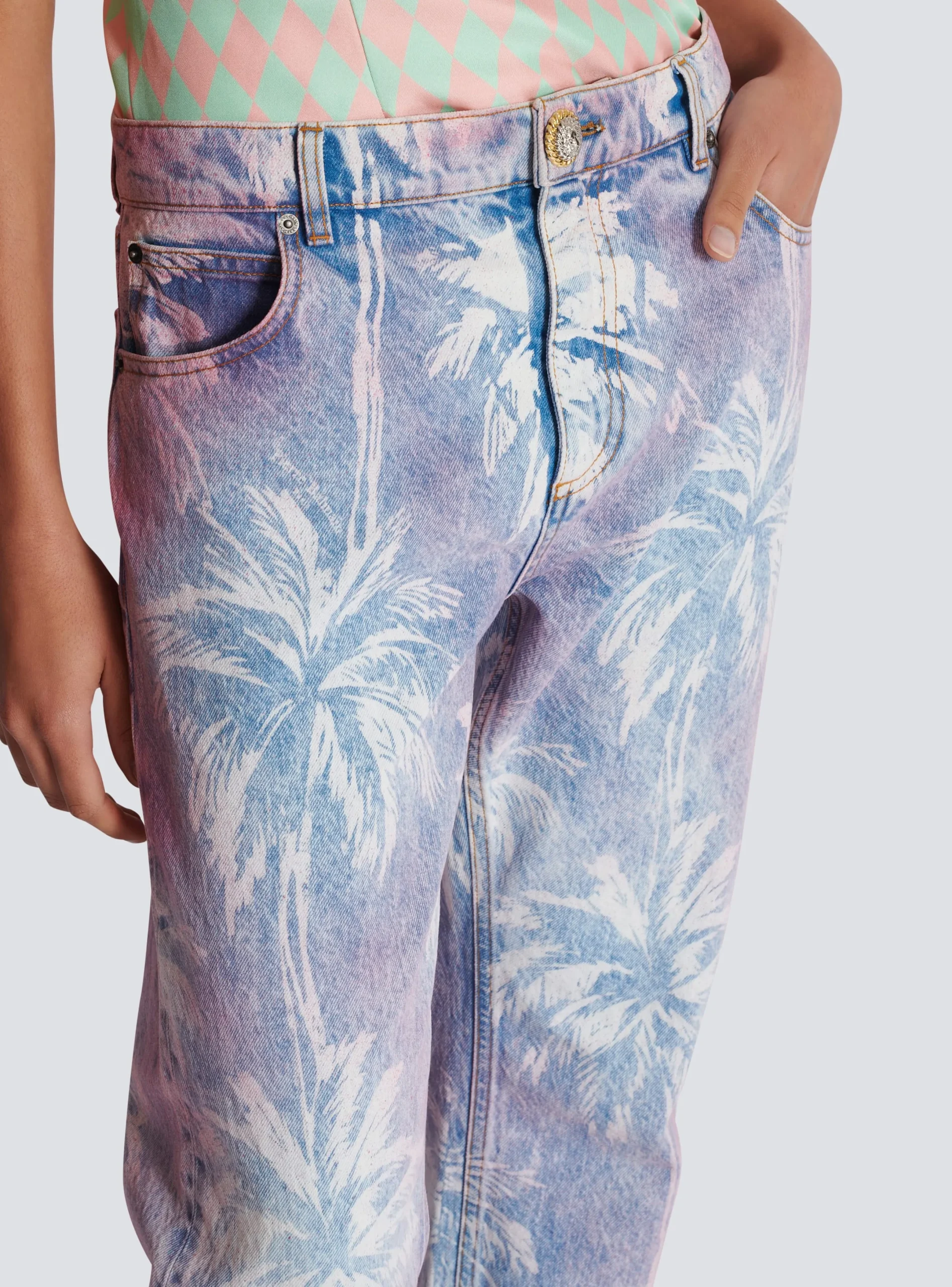 Best Sale Palm Tree Denim Boyfriend Jeans Women Denim