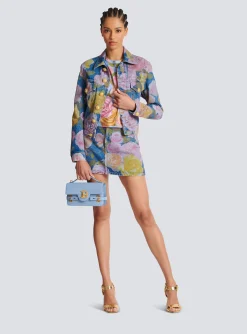Shop Pastel Roses Printed Denim Skirt Women Denim|Skirts