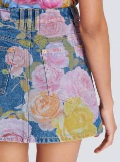 Shop Pastel Roses Printed Denim Skirt Women Denim|Skirts