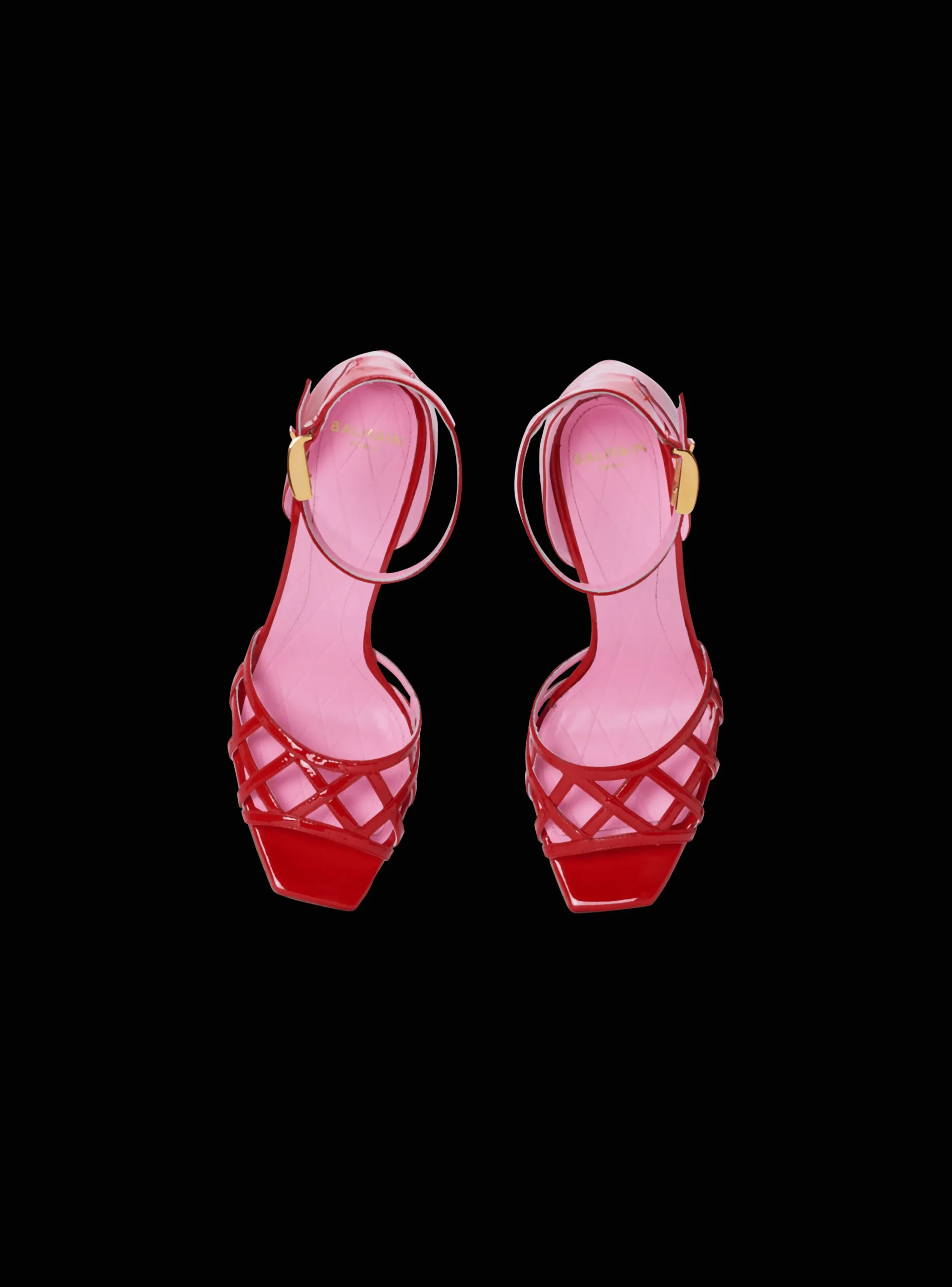 Outlet Patent Leather Uma Sandals With Openwork Grid Women High Heels & Pumps