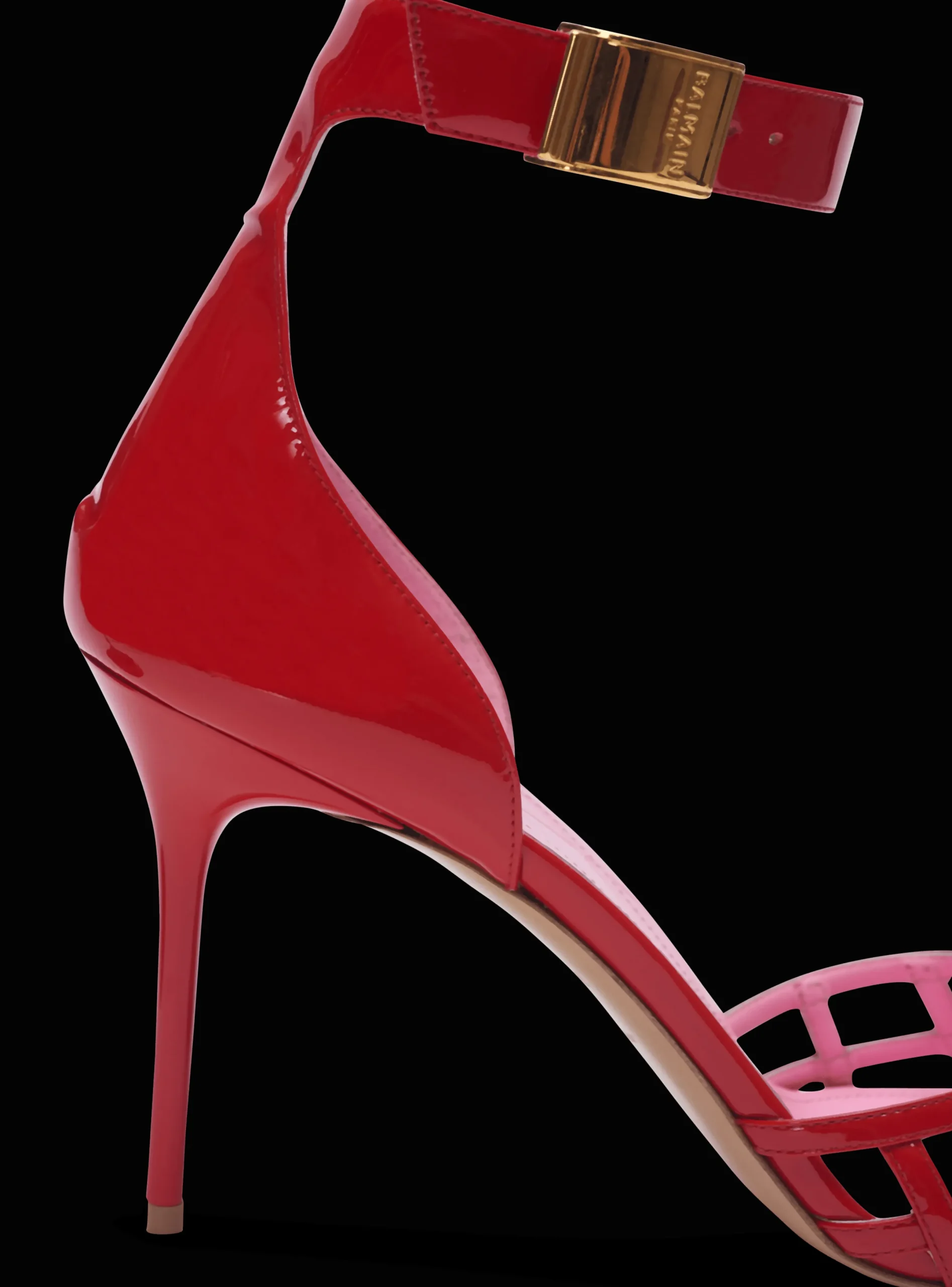 Outlet Patent Leather Uma Sandals With Openwork Grid Women High Heels & Pumps