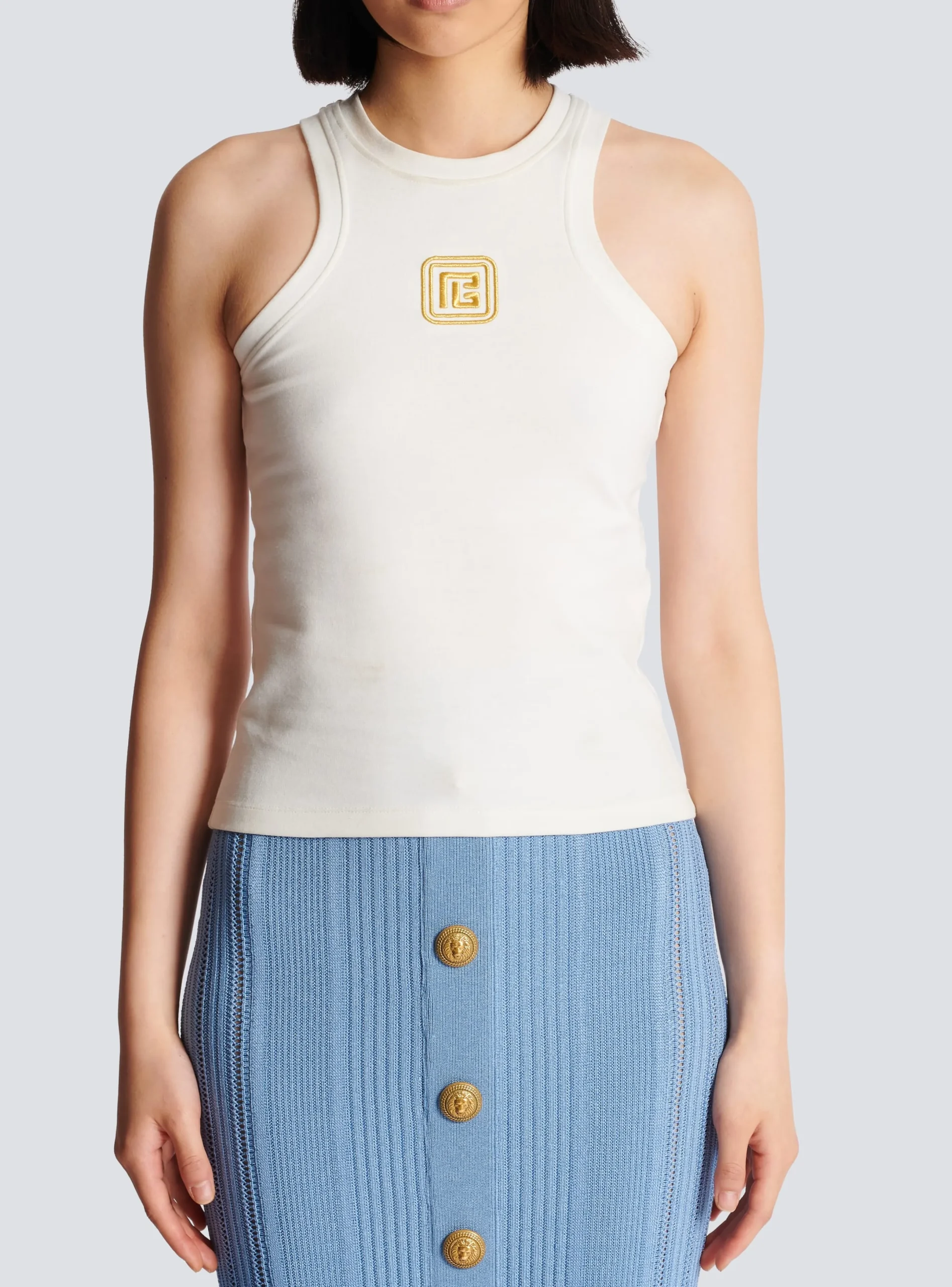 Online PB Embroidered Tank Top Women T-Shirts