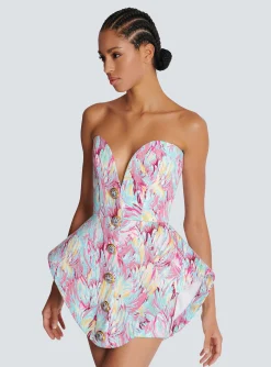 Store Peplum Bustier Dress With Feather Print Women Dresses