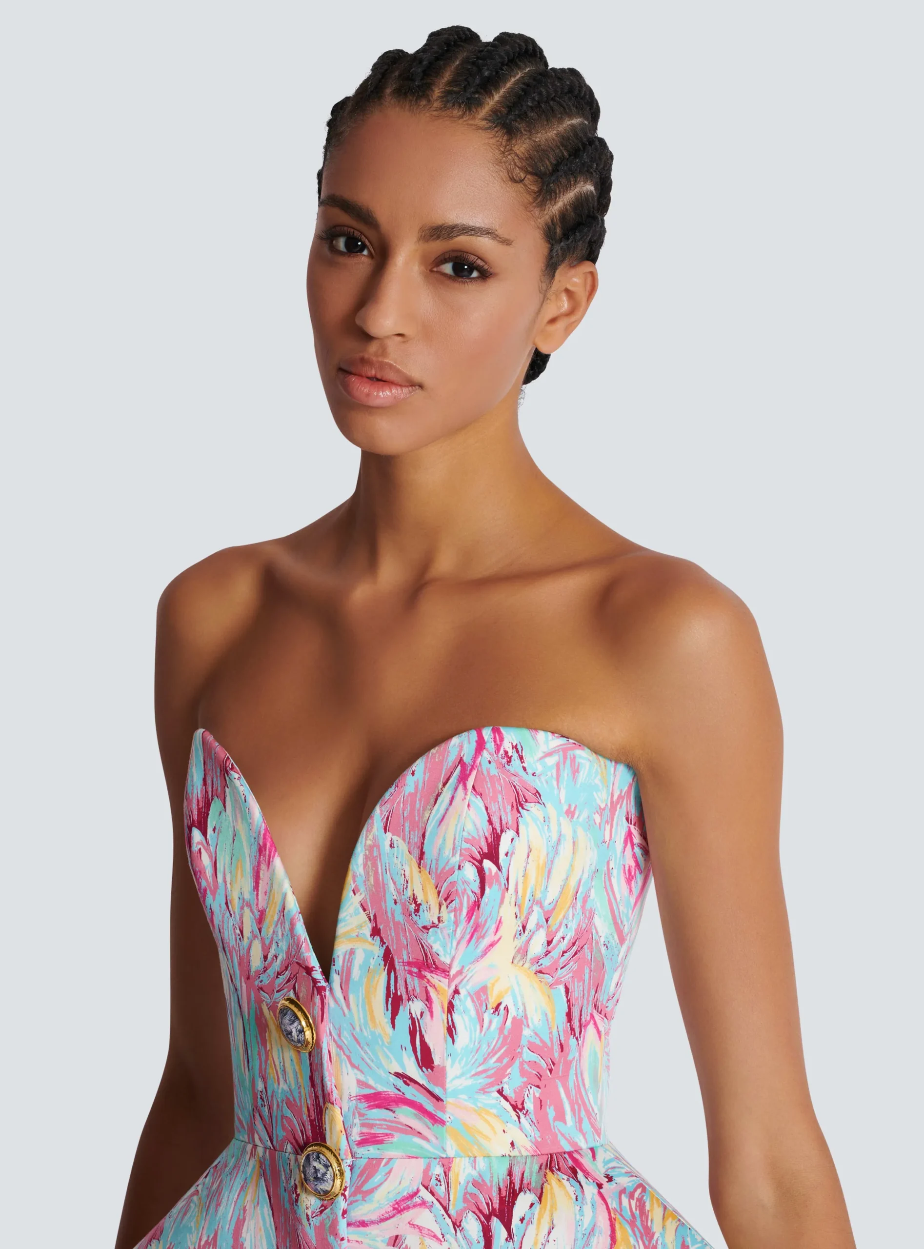 Store Peplum Bustier Dress With Feather Print Women Dresses