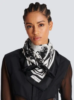 Fashion Pierre Horse Print Silk Square Women Scarves