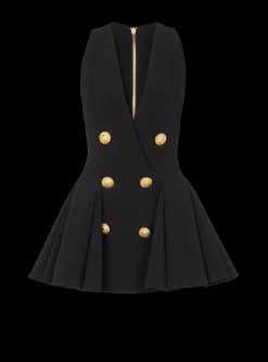 Online Pleated Flared Crepe Dress Women Dresses