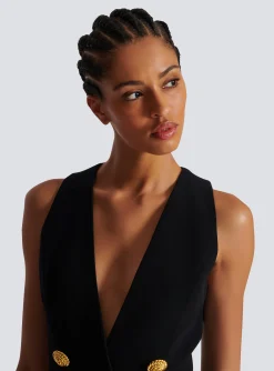 Online Pleated Flared Crepe Dress Women Dresses