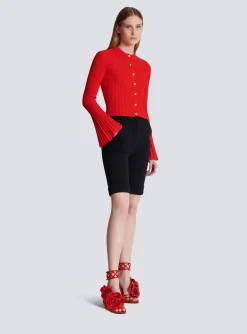 Cheap Pleated Knit Cardigan Women Knitwear