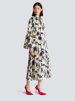 Cheap Pleated Midi Skirt In Printed Silk Women Skirts