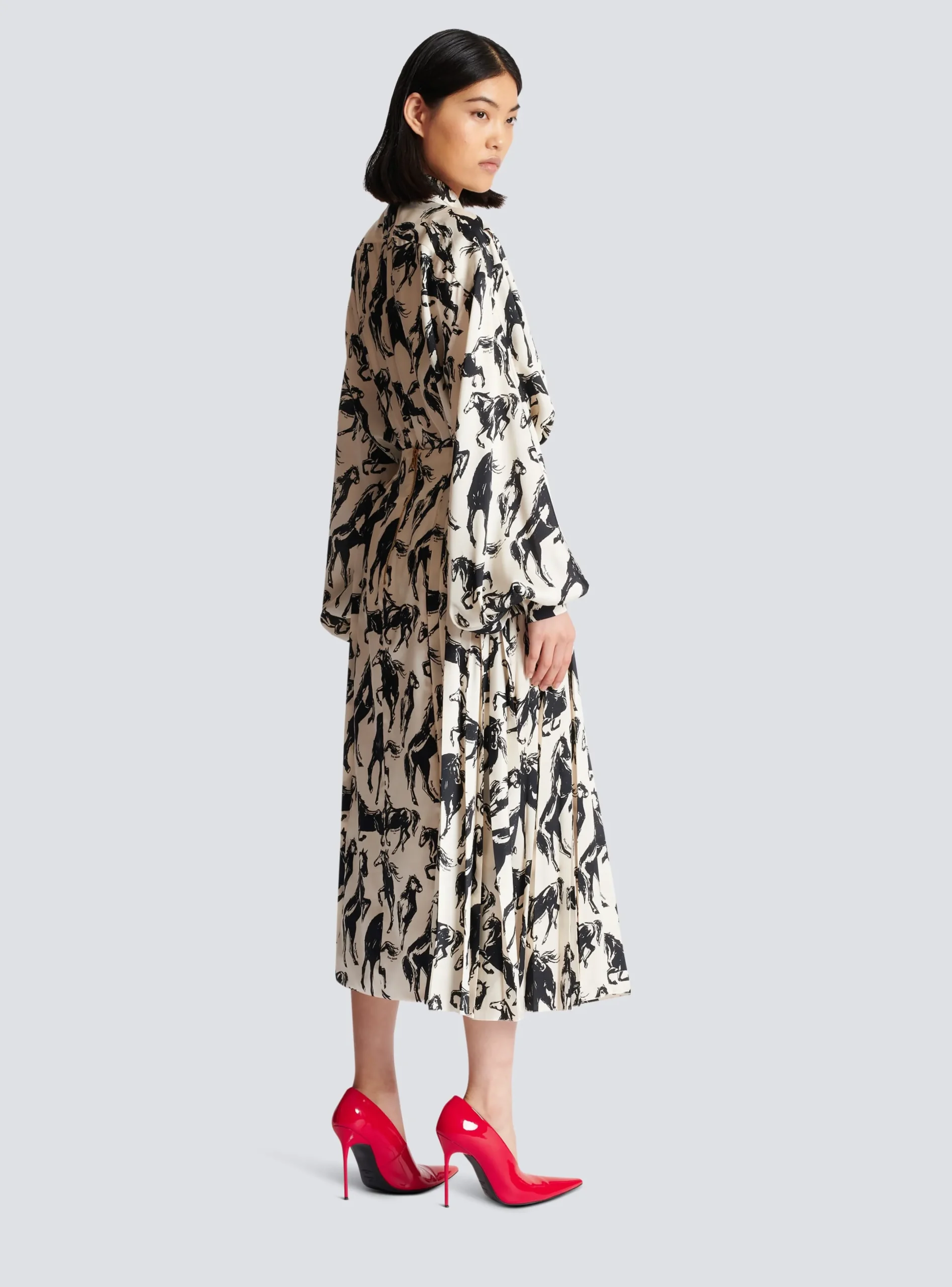 Cheap Pleated Midi Skirt In Printed Silk Women Skirts