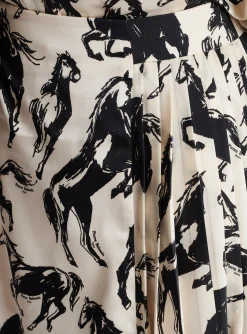 Cheap Pleated Midi Skirt In Printed Silk Women Skirts