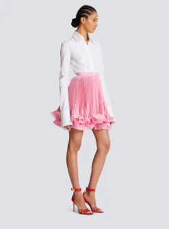 Discount Pleated Skirt With Ruffles Women Skirts