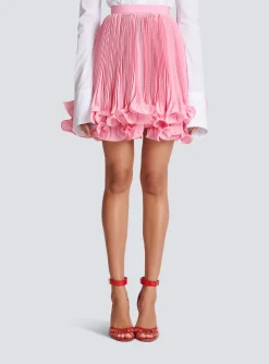 Discount Pleated Skirt With Ruffles Women Skirts
