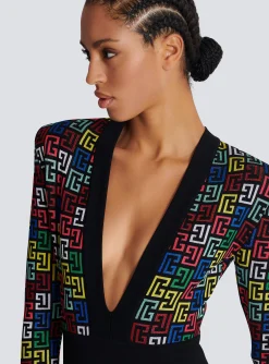 Best Pop Monogram Knit Dress Women Dresses