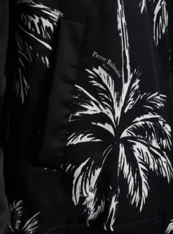 Sale Printed Satin Palm Tree Bomber Jacket Outerwear