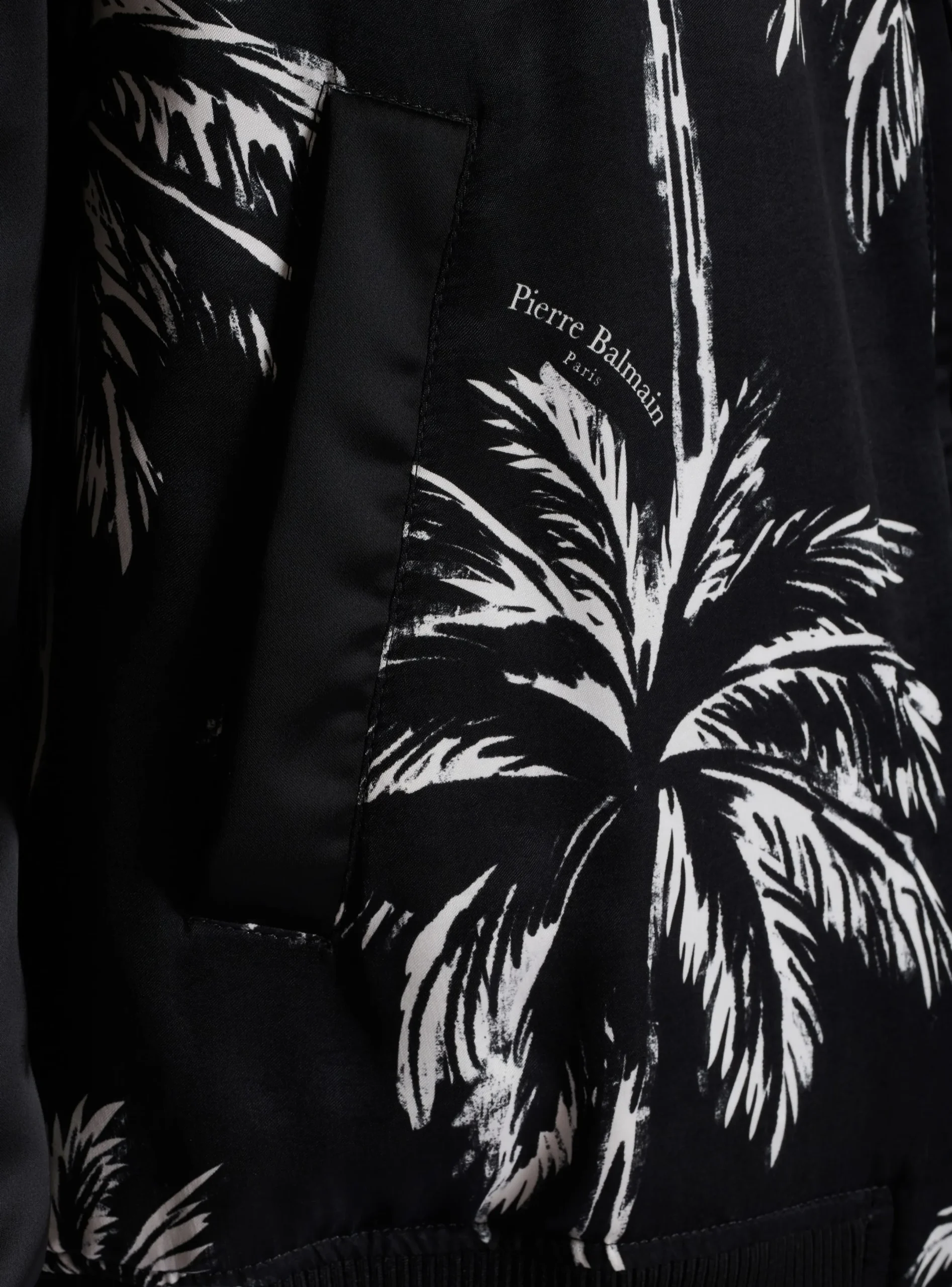Sale Printed Satin Palm Tree Bomber Jacket Outerwear