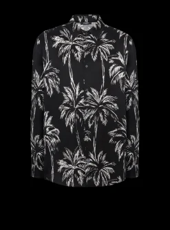 Store Printed Satin Palm Tree Shirt Shirts And Polos