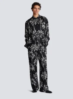 Store Printed Satin Palm Tree Shirt Shirts And Polos