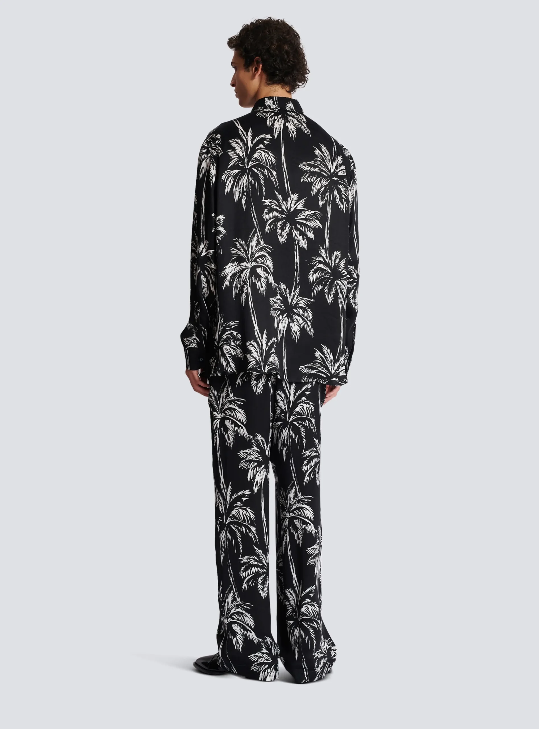 Store Printed Satin Palm Tree Shirt Shirts And Polos