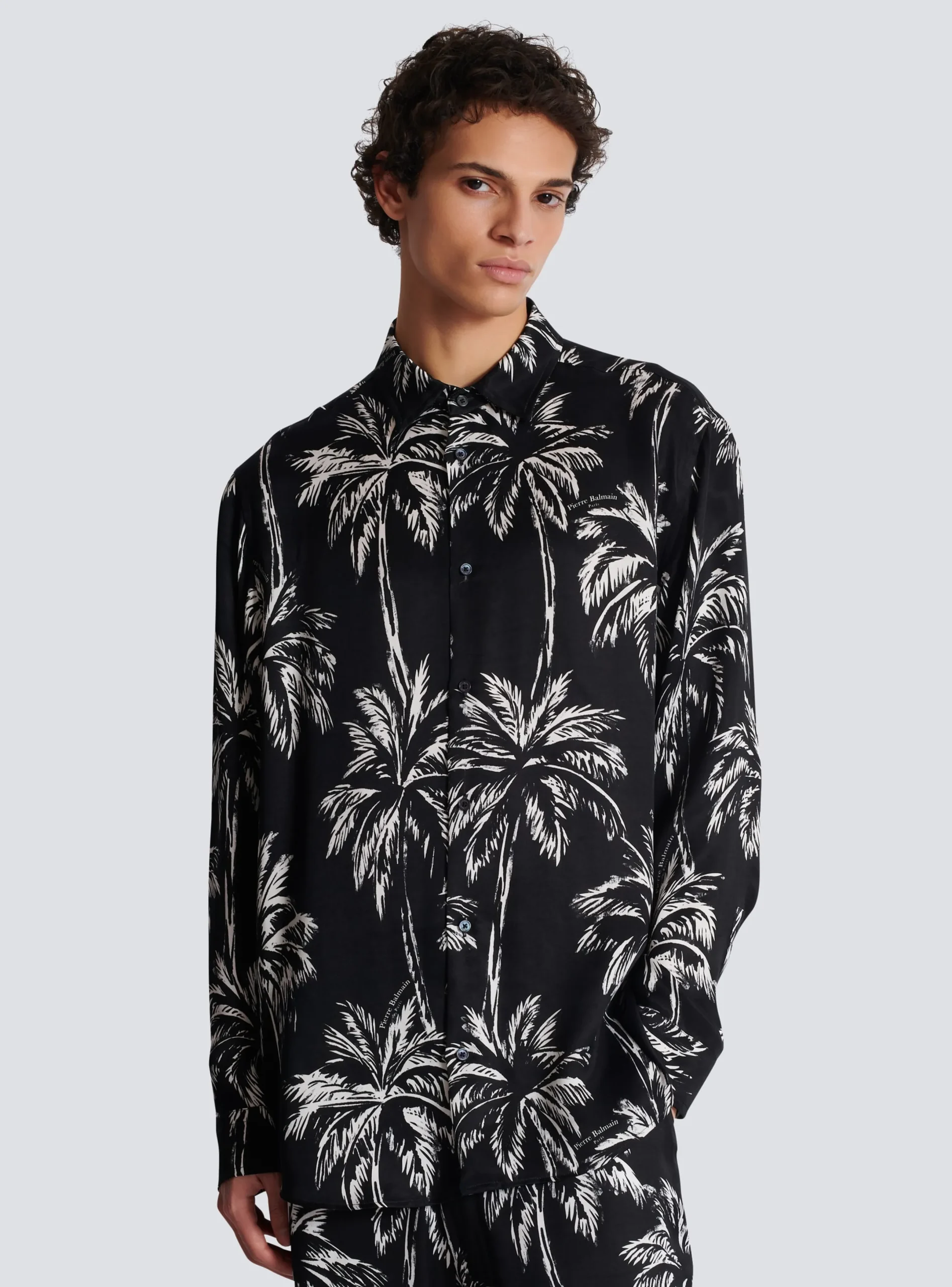 Store Printed Satin Palm Tree Shirt Shirts And Polos
