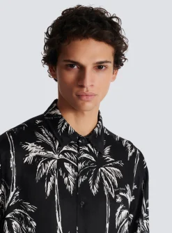Store Printed Satin Palm Tree Shirt Shirts And Polos