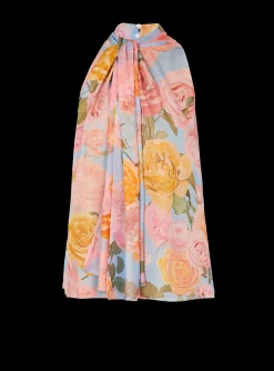 New Pussy Bow Top With Pastel Roses Print Women Tops And Shirts