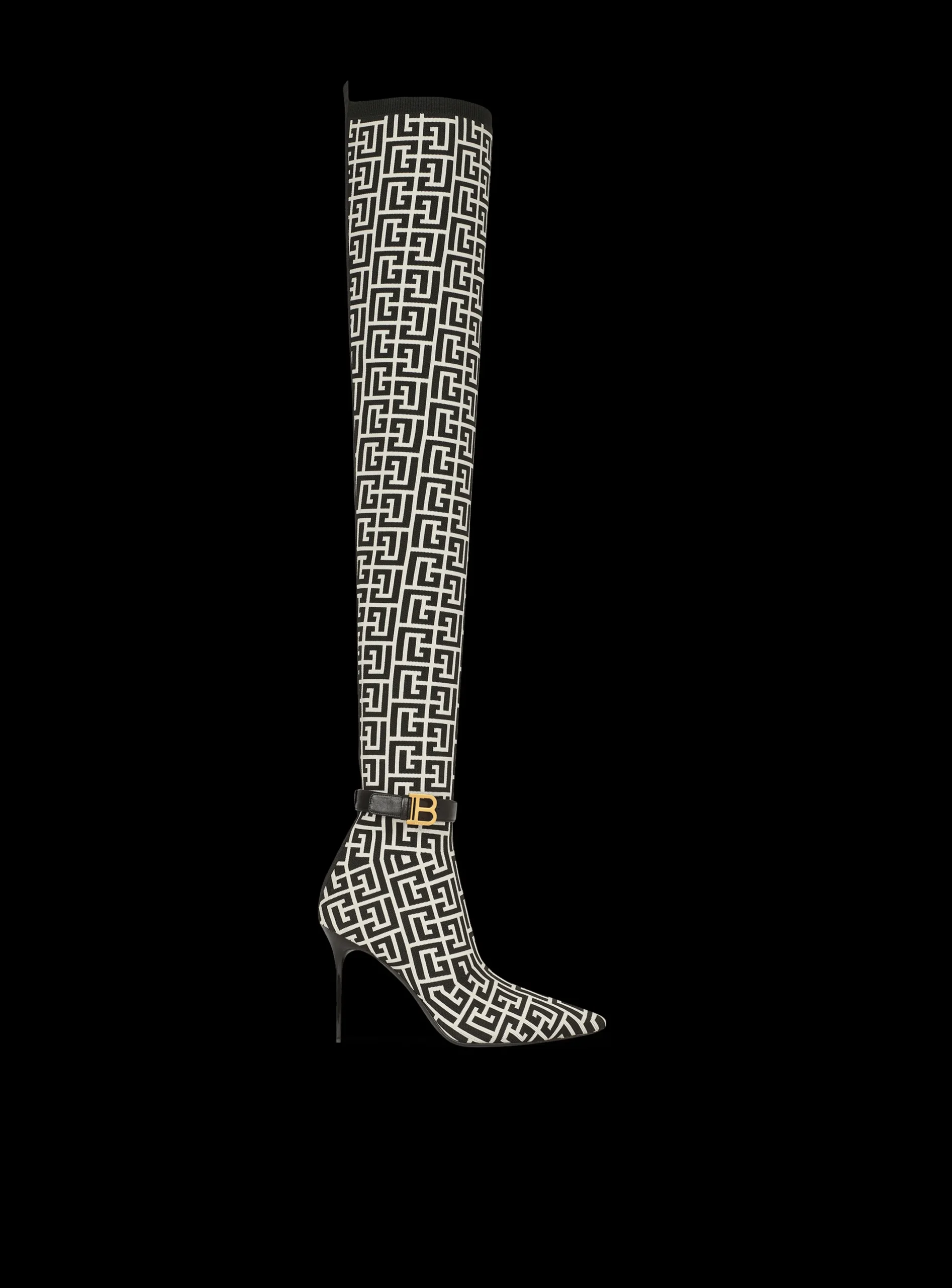 Store Raven Monogrammed Knit Thigh-high Boots Women Boots
